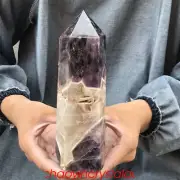 2.37LB Natural dreamy amethyst obelisk quartz crystal point tower healing XA2180