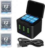 Battery Charger Kits for GoPro Hero 12 11 10 9 Black, 3-Pack 2000mAh Replacement Batteries + Triple Charge Case with Type-C Charging Cord for Go Pro 12 11 10 9 Official Batteries Accessories