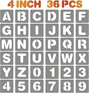 BAMIDELE 4 Inch Letter and Number Stencils, 36 Pcs Reusable Plastic Alphabet Spray Paint Stencils for Painting on Wood, Wall, Fabric, Rock, Chalkboard, Door Porch, Signage, DIY Craft Decoration