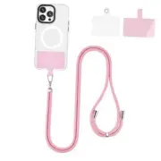 BFSD·DM Cell Phone Lanyard, Universal Crossbody Patch Phone Pink