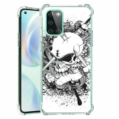 (Silver Skull)ShockProof TPU phone case cover(Clear)for Oneplus Nord N10 5G
