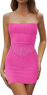 [Generic] Women’s 2 Piece Outfit Set Irregular Hem Knit Tube Top High Waist Mini Skirt Set Streetwear