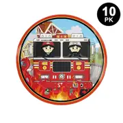 Fire Truck Theme 7 inch 17cm Plates 10PK - Kids Birthday Party Tableware
