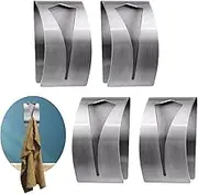 Fitepro 4 Pack Stainless Steel Contemporary Towel Hooks, Kitchen Dish Towel Holder, Non-Drilling, Self-Adhesive, 20lbs Capacity