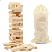 Canuan 54PCS Classic Block Stacking Board Game Wooden Blocks Stacking Games for Kids and Families Tumbling Tower Blocks Game for Kids and Adults with Storage Bag