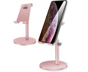 Adjustable Tablet/Phone Stand, Telescopic Adjustable iPad Stand Holder,Universal Multi Angle Aluminum Stand Compatible - Rose Gold