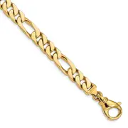 Solid 14K Yellow Gold 22 inch 7.7mm Hand Polished Fancy Link with Fancy Lobster Clasp Chain Necklace