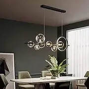 GMLSD Chandeliers,Nordic Led Chandelier Light Glass Bubble Lampshade Dining Room Cloth Store Hanging Chandelier Lighting G9 Bulb/90X30Cm