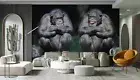 3D Couple Chimpanzee Wallpaper Wall Mural Removable Self-adhesive 271