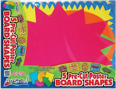11" X 14" Poster Board Shapes for School Poster Projects, Neon Colors, 5 Pieces