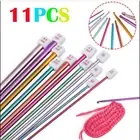 11 aluminum crochet hooks Tunisian knitting needles 27cm long needles set multic