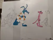 PINK PANTHER, ANT AND THE AARDVARK ORIGINAL PRODUCTION 2 CEL+2 DRAWING 11x13