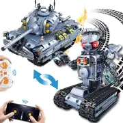 Building Blocks Toy, 901 Pieces, 2-in-1 Robot Kit or Race Car, Programmable Blue