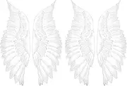 MAYJOYDIY 4 Pairs Mirror Pair Wing Organza Lace Applique Fairy Wings Patches Angel Feather Wings Patches Embroidery Sewing on Embellishments for Wedding Dress DIY Craft Party Sewing Clothes