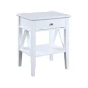 Sarantino Greta Bedside Table with Drawer - White