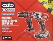 2 PIECE OZITO 18V COMPACT DRILL & IMPACT DRIVER 2.5Ah BATTERY CHARGER COMBO KIT