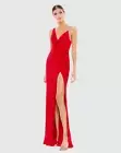 Mac Duggal NWT 26532 Asymmetrical Pearl Strap V-Neck Gown Size 4