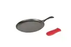 Cast Iron Silicone Grill Pan Griddle Tawa 10.5 Inches Black