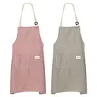 2Pack Kitchen Cooking Aprons Adjustable Chef Apron 2 Pockets Red/Brown Stripes