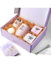 Lovery Handmade Spa Gift Set, Relaxing Spa Kit with Wine Tumbler, Self Care Gift