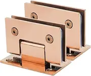 Glass Hinges,Shower Door Hinges, Glass Door Hinge,2Pcs 304 Stainless Steel Glass Door Hinges, Bright Rose Gold 90° Single Side Bathroom Glass Clamp, 8-12mm Frameless Shower Door Hinges