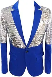 [Haitpant] Mens One Button Patchwork Sequin Suit Jacket Nightclub DJ Prom Blazer Wedding Groom Stage Costumes