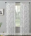 Abstract Geometric Embroidery Light Filtering Rod Pocket Curtain Panel