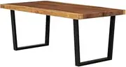 Coffee Table Solid Wood Suar 102x54x41 cm,Rustic Wooden Coffee Table with Live Edge and Industrial Steel Frames for Living Room Accent Table