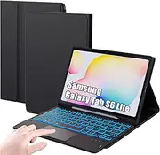 For Samsung Galaxy Tab S6 Lite 10.4 Inch 2024/2022/2020 Case with Keyboard QWERTZ: 7-Colour Lighting Keyboard Case with Touchpad for Galaxy Tab S6 Lite 10.4 Inch (SM-P620/P625/P610/P613/P615/P619)