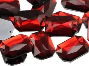 25X18Mm Red Ruby CH17 Flat Back Octagon Sew on Beads for Crafts Plastic Acrylic