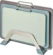 Plastic Cutting Boards with Grinding Area and Measurement, Cutting Boards for Kitchen Dishwasher Safe, Chopping Board Set of 3 with Holder, Non-Slip Design, Stainless Steel Handle, Blue