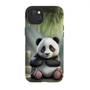 For iPhone 15 Plus Tough Case Compatible with MagSafe Happy Panda