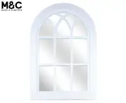 Maine & Crawford Ceather 91.4x61cm Wooden Arched Window Mirror Hanging White