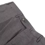 PT01 NWT Flat Front Dress Pants Size 50 34 US Gray Small Pattern 100% Wool