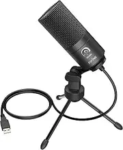 FIFINE USB Microphone PC Gaming, Microphone for MAC PS4 PS5, Podcast Microphone with Stand, Studio Quality Recording Capacitor Microphone for Streaming, Studio - K669B (Black)