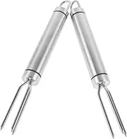 NOLITOY 2Pcs Stainless Steel Corn Holders Corn Skewers with Safety Interlock Design for Barbecue and Picnic Portable Forks for Easy Grilling and Serving