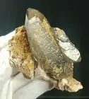 Smokey Quartz Cluster w/ Spessartine Garnet from China, 139 Grams