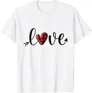 [X.Style] Girls Valentine Shirts Love Red Plaid Heart Arrows ds282 T-Shirt