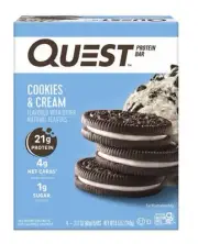 New QUEST Cookies & Creme Chocolate 20g Protein 4g Carbs Bar 8.5oz (1 Box)