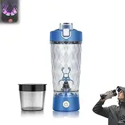 Problend One-Touch Shaker – Smooth Protein Mix Anywhere, 22oz Electric Protein Shaker Bottle with Powder Box, USB Rechargeable Water Mixing Cup for Gym Sport After Strength Training(Blue)