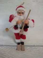 New! Santa Clause Skiing Christmas Tree Ornament Free Standing Decor 8" Ski Pole
