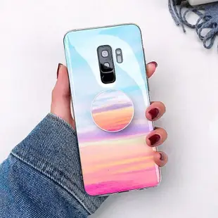 【韓式作風】SAMSUNG S10/S10E/NOTE9/NOTE8/S9/S8/S7系列 彩色大理石紋透明邊支架手機殼RCSAM118(五色)