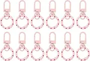 uxcell 12 Pcs Lobster Claw Clasp, Colorful Metal Keychain Clasp Swivel Hooks with Spring Key Rings Trigger Clips for Bag Door Key Chains DIY Craft Jewelry Making, Dots Pink
