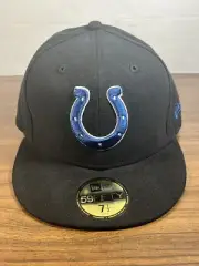 Indianapolis Colts Hat 59fifty New Era 7 1/2 Fitted Black New With Tags
