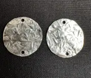 925 Silver Hammered Textured Disks Components Bright Circles/Links x4 Connectors