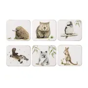 6pc Ashdene Bush Buddies 11x9.5cm Square Hardboard/Cork Coaster Beverage Pad