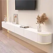 Floating TV Stand Wall Mounted TV Shelves with Doors for Large Storage TV Media Console Cabinet Under TV Bench 55.1 Inch Size