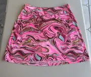 Jamie Sadock Golf Skort Skirt Size 4 Pink Marbled Whirl 17.5" Pull On