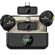 2-in-1 Wireless Lavalier Microphone with Charging Case for iPhone iPad Android Video Recording Vlog Streaming with Lightning USB-C Plug-Play