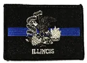 VELCRO® BRAND Fastener Morale HOOK PATCH State of Illinois BLUE LINE 3x2"